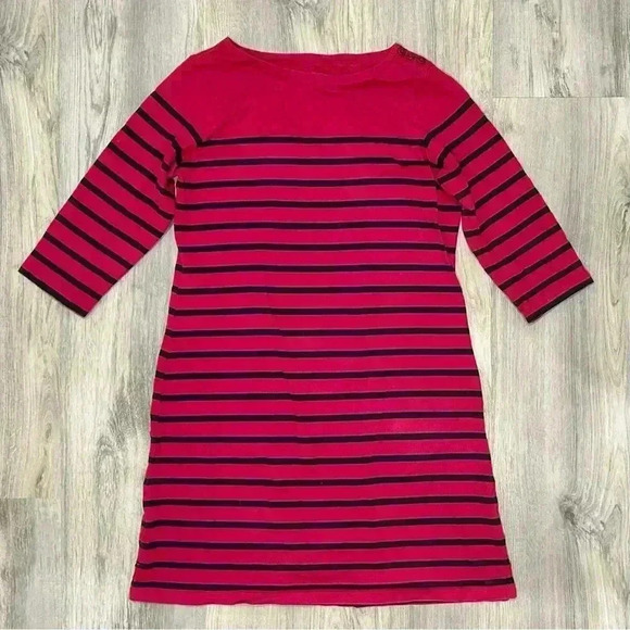 L.L. Bean Mariner Stripe Tunic Sweatshirt Dress Cotton 3/4 Sleeve Size L Petite - Picture 1 of 5